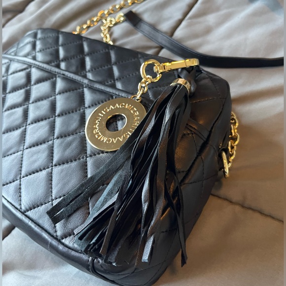 Isaac Mizrahi Black Quilted Shoulder Bag with Gold detailing - Picture 2 of 9